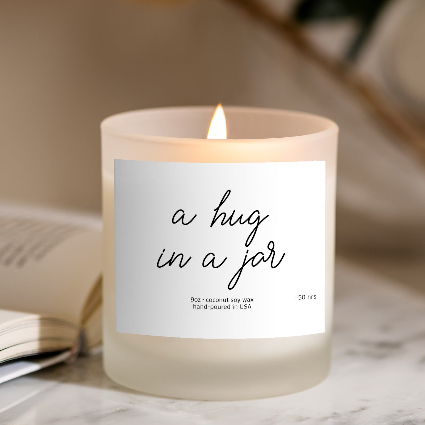 A HUG IN A JAR - 9OZ FROSTED GLASS